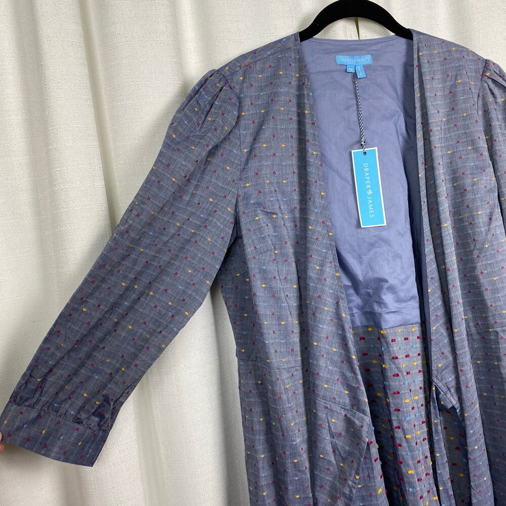 Draper James Embroidered Dot Chambray Wrap Dress Sz.12 NWT - Picture 9 of 16